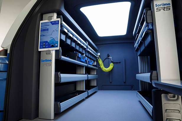 Интеллектуальная стеллажная система в Volkswagen I.D. Buzz Cargo Интеллектуальная стеллажная система в Volkswagen I.D. Buzz Cargo