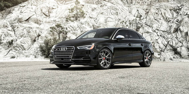 Чёрная Audi S3 на графитовых дисках Vorsteiner V-FF 103
