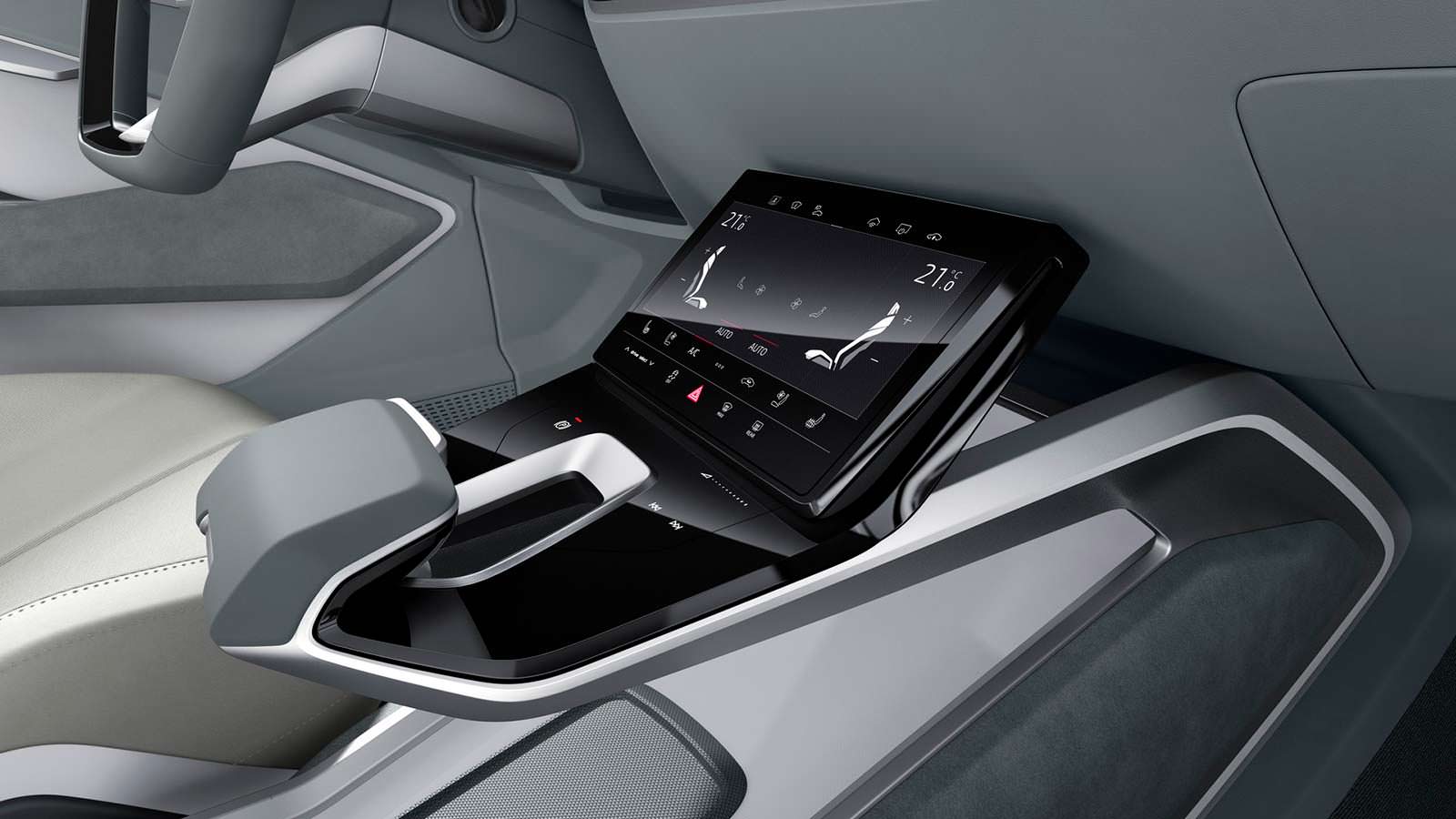 Экран на центральном тоннеле Audi E-Tron Sportback Concept