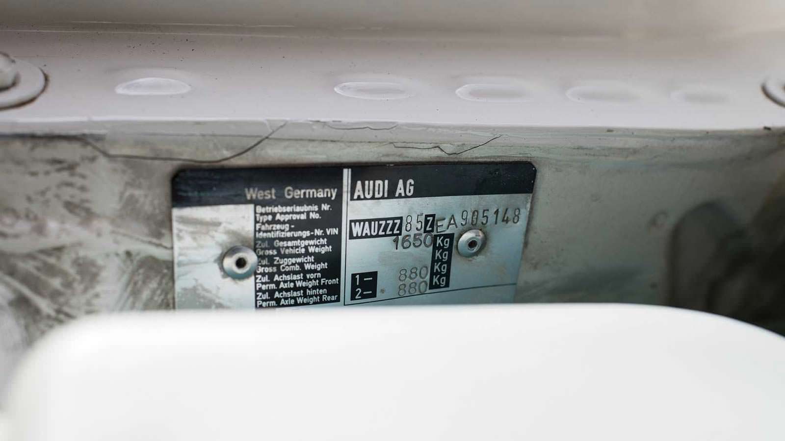 Номер кузова Audi Sport Quattro 1984 года выпуска