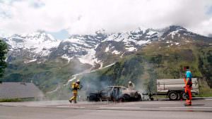 Потушенные остатки Audi A7 Sportback в Альпах