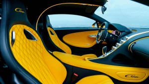 Жёлто-чёрный кожаный салон Bugatti Chiron