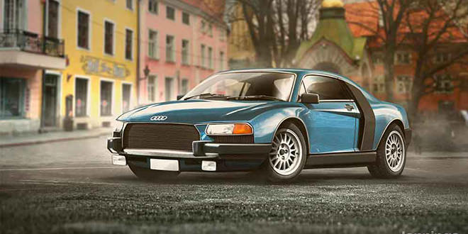 Ретро Audi R8 в духе 80-х и Bugatti Chiron из 50-х | фото
