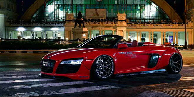 Audi R8 Spyder в обвесе Liberty Walk на дисках PUR | фото