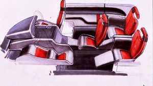 Наброски салона Lamborghini Genesis от Bertone. 1988 год