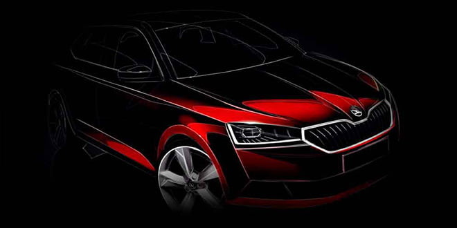 Рестайлинг Skoda Fabia 2018 показали на первых скетчах
