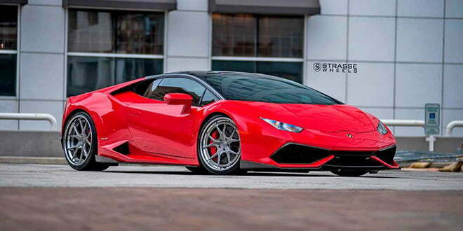Красный Lamborghini Huracan на дисках Strasse Wheels | фото