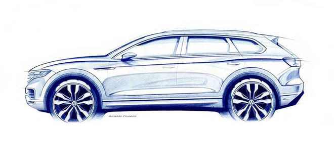 Новый Volkswagen Touareg показали в камуфляже на видео
