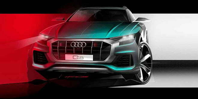 Новая Audi Q8 показала гриль радиаторной решетки на тизере