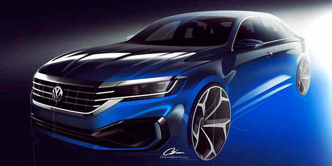 Новый Volkswagen Passat 2020 на официальных скетчах