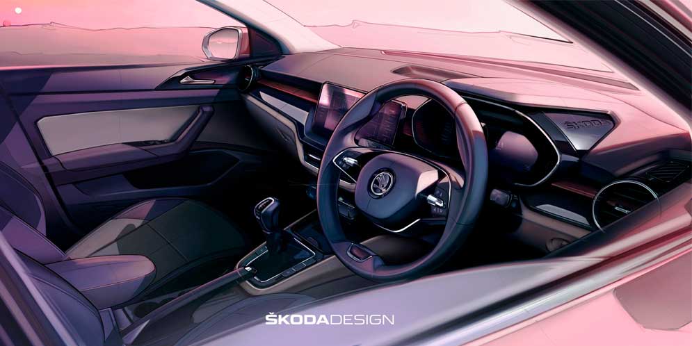 Раскрыт дизайн интерьера Skoda Slavia на тизерах