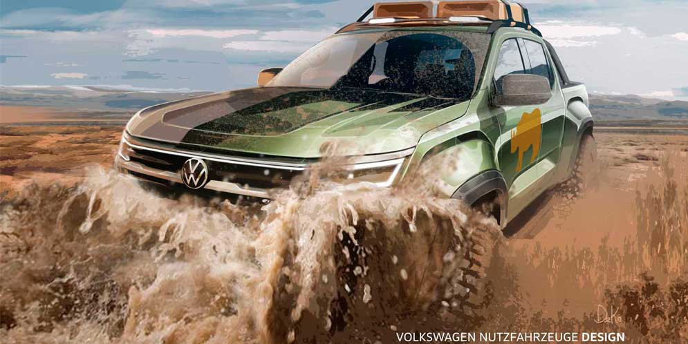 Новый Volkswagen Amarok 2022 года показался на свежих скетчах